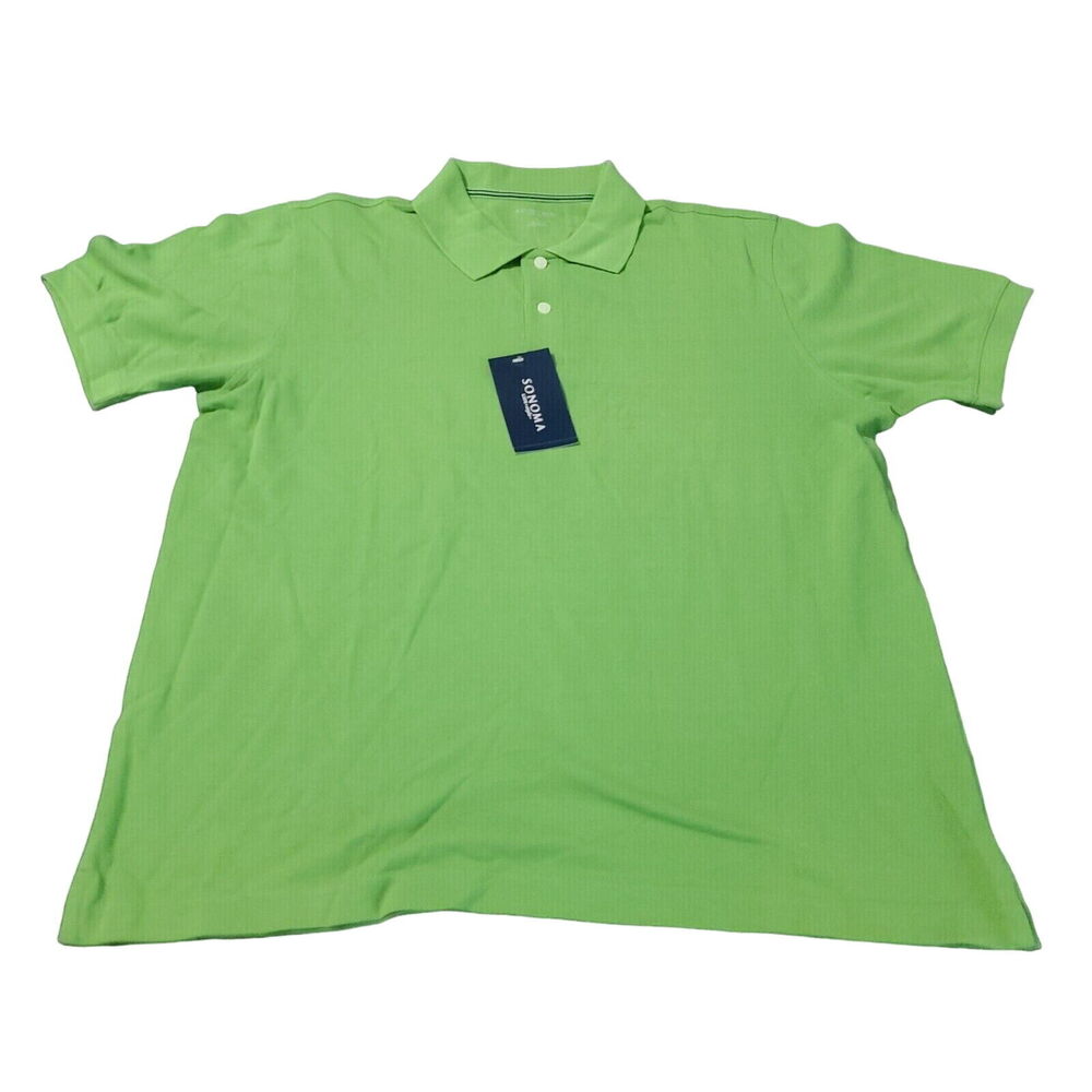 Sonoma Life & Style Pier Mens Polo Green Size Large 100% Cotton Knit Pullover